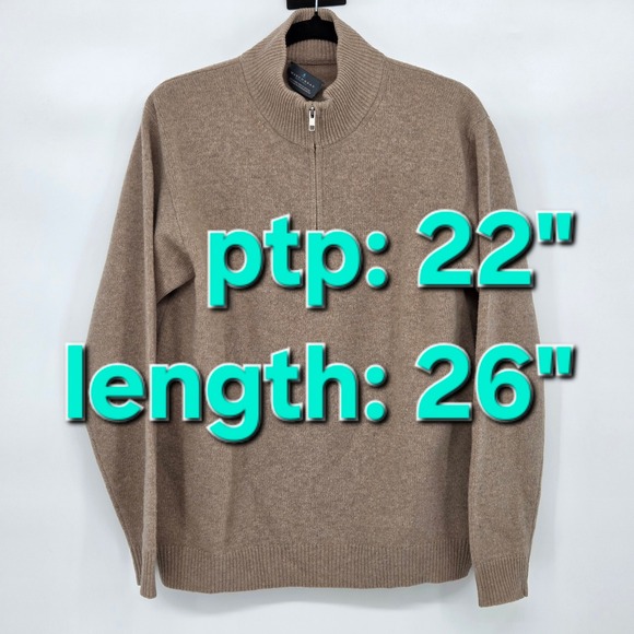 Marchbrae Men Large Lambswool 1/2 Zip Sweater Pullover Mock Neck Tan Edinburgh‎ - Picture 6 of 6